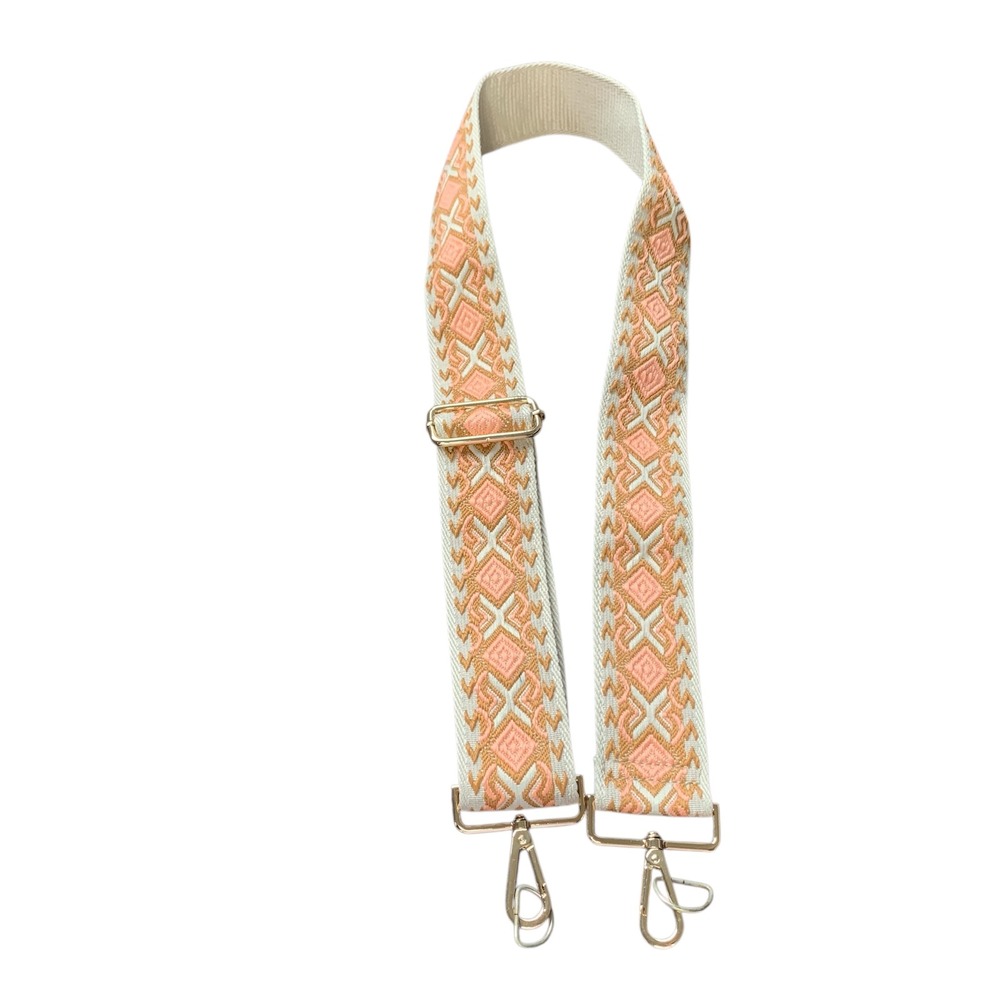 Unbranded embroidered adjustable removable purse strap‎ in brown and peach.